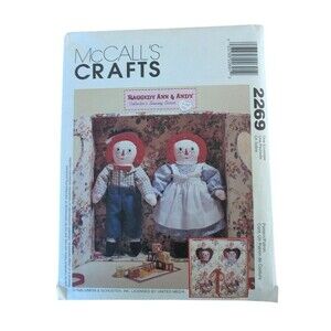 Vintage Raggedy Ann And Andy Doll Dewing Pattern McCall's 2369 Carrying Case